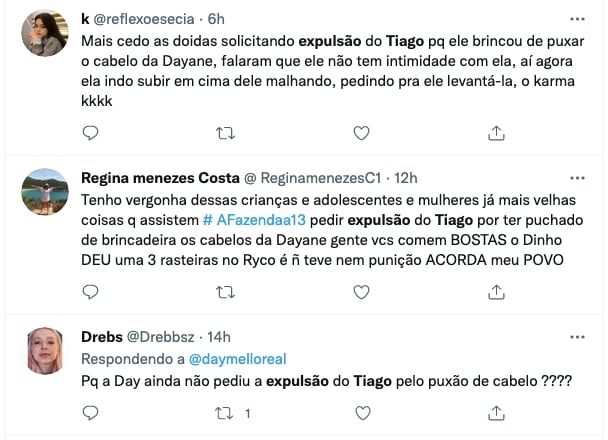 Internautas pedem expulsão de Tiago na "Fazenda 13"(Reprodução) Internautas pedem expulsão de Tiago na "Fazenda 13"(Reprodução)