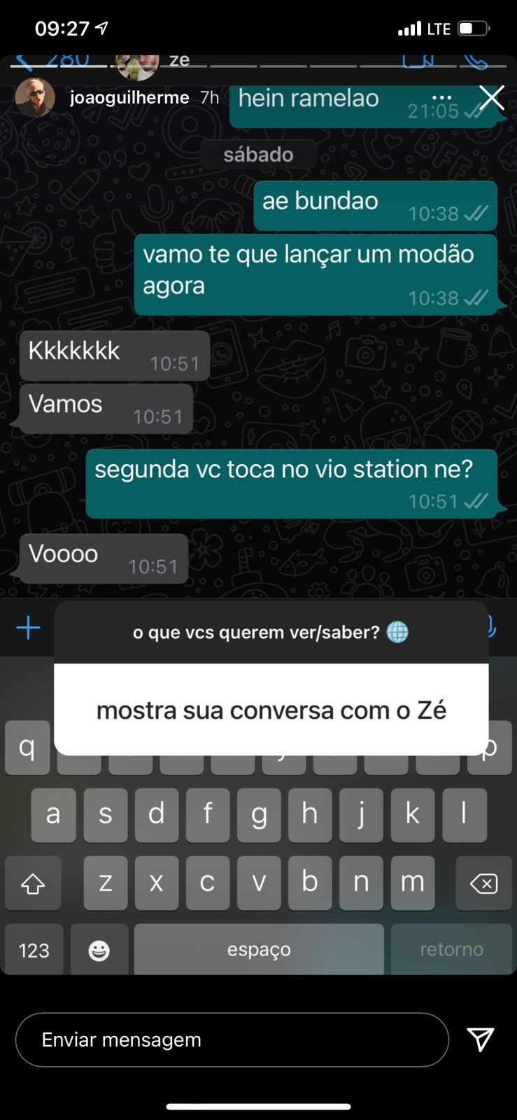 Conversa entre João Guilherme e Zé Felipe (Foto: Reprodução/Instagram) Conversa entre João Guilherme e Zé Felipe (Foto: Reprodução/Instagram)