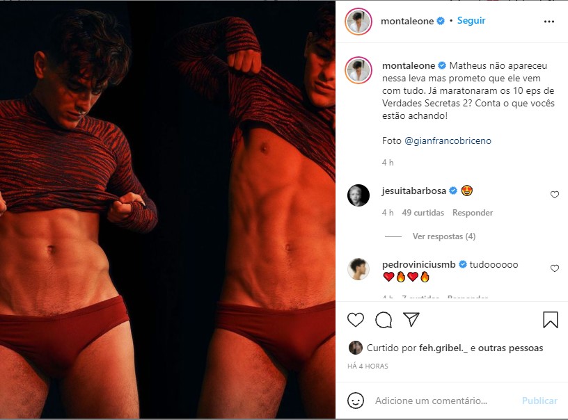 Ator de Verdades Secretas posta foto sensual com mandiocão explodindo - Foto: Reprodução