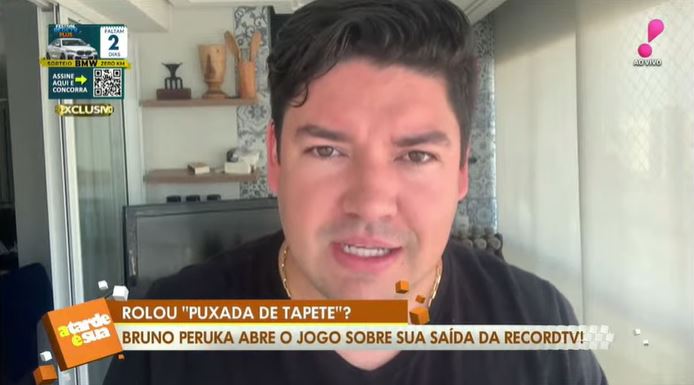 Bruno Peruka falou sobre sua demissão da Record no "A Tarde é Sua" (Foto: Reprodução/RedeTV!)