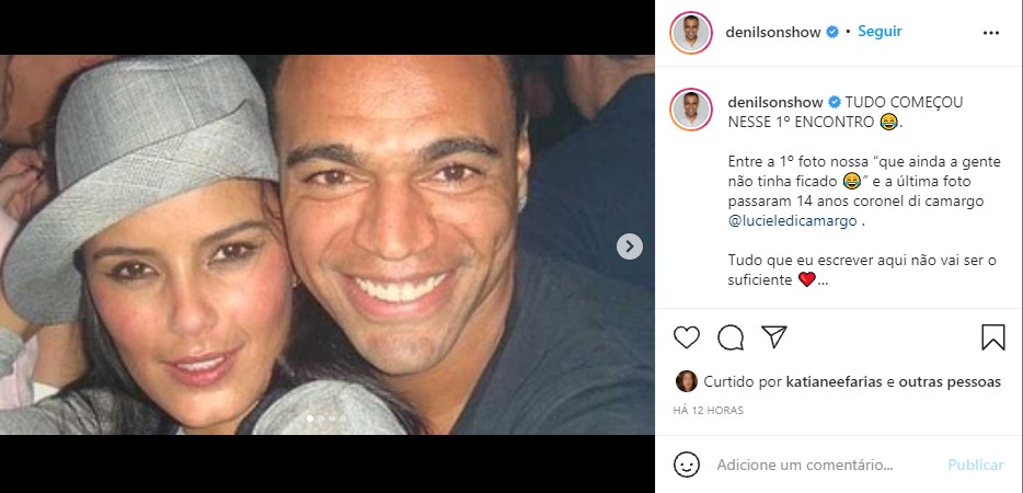 Denílson se declara à esposa, Luciele Di Camargo - Foto: Reprodução
