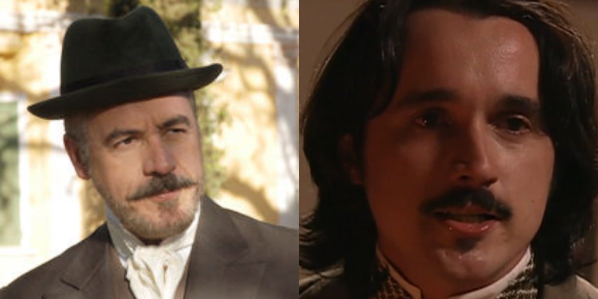 Fábio Junqueira e Caio Junqueira, pai e filho na vida real, em "A Escrava Isaura" (Foto: Reprodução/Rcord)