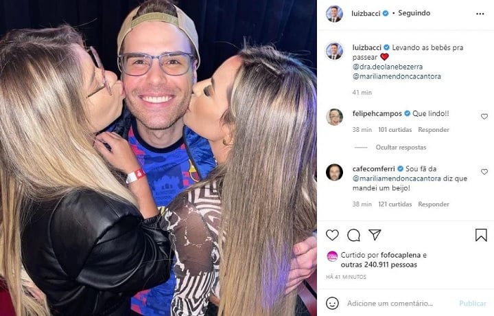 Luiz Bacci participa de beijo trilo - Foto: Reprodução