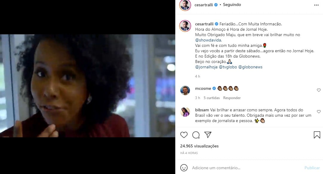 Maju Coutinho e César Tralli em chamada da Globo (Foto: Reprodução)