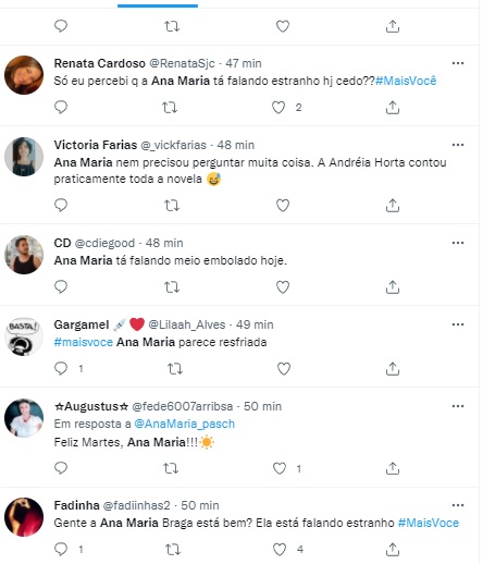 Ana Maria teve seu estado de saúde por fãs no Twitter Ana Maria teve seu estado de saúde por fãs no Twitter