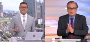Rodrigo Bocardi e Chico Pinheiro durante o Bom Dia Brasil, na Globo (Foto: Montagem/TV Foco)
