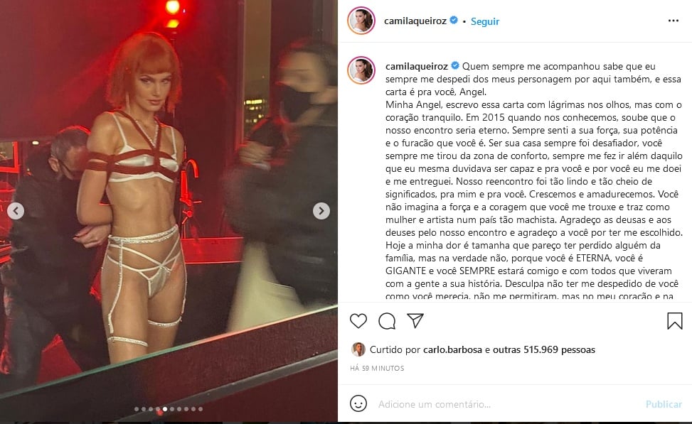 Camila Queiroz nos bastidores de gravações de Verdades Secretas 2 (Imagem: Reprodução)