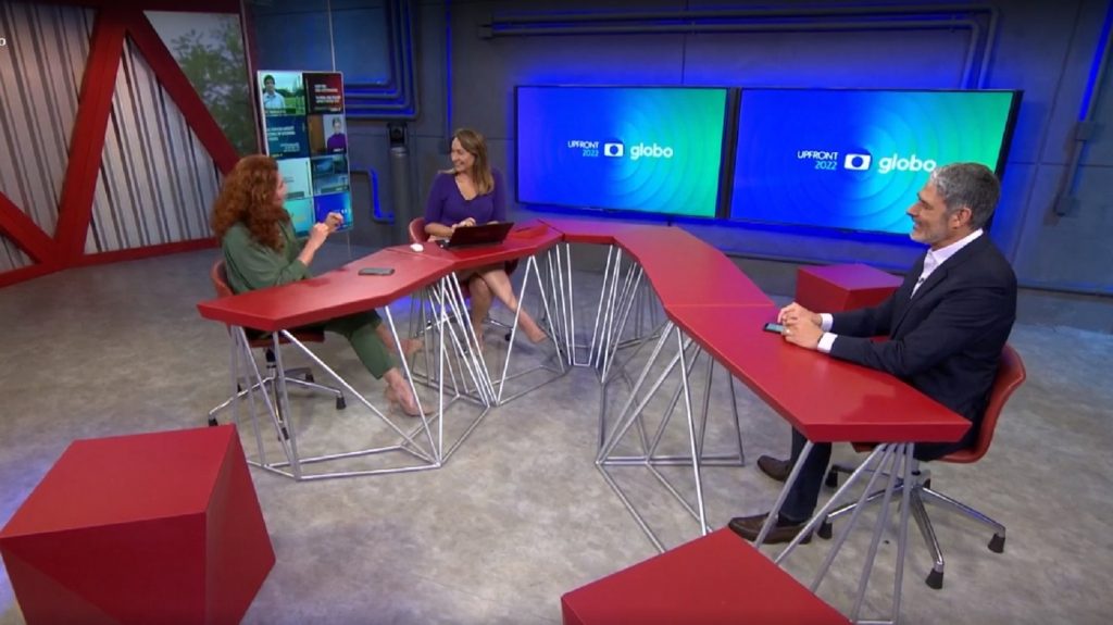 Leilane Neubarth, Maria Beltrão e William Bonner no Upfront 2022 