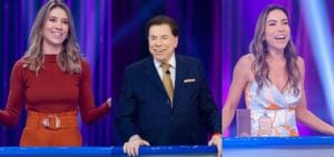 Rebeca, Silvio Santos e Patricia no comando do Roda a Roda (Foto: Montagem/TV Foco)