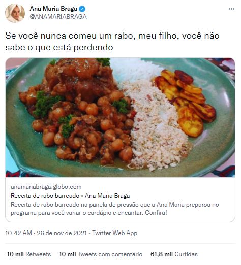 Ana Maria Braga fez brincadeira de duplo sentido (Foto: Reprodução/Twitter) Ana Maria Braga fez brincadeira de duplo sentido (Foto: Reprodução/Twitter)