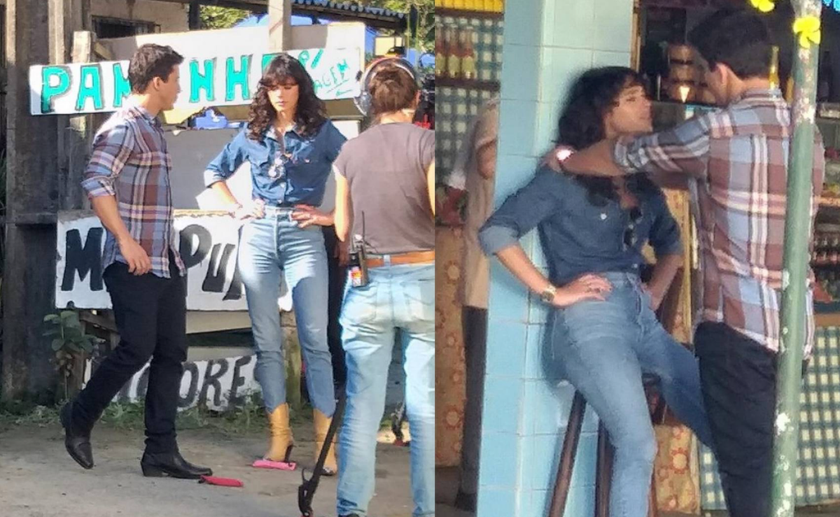 Ricky Tavares e Bruna Marquezine durante os intervalos das gravações (Foto: Reprodução)