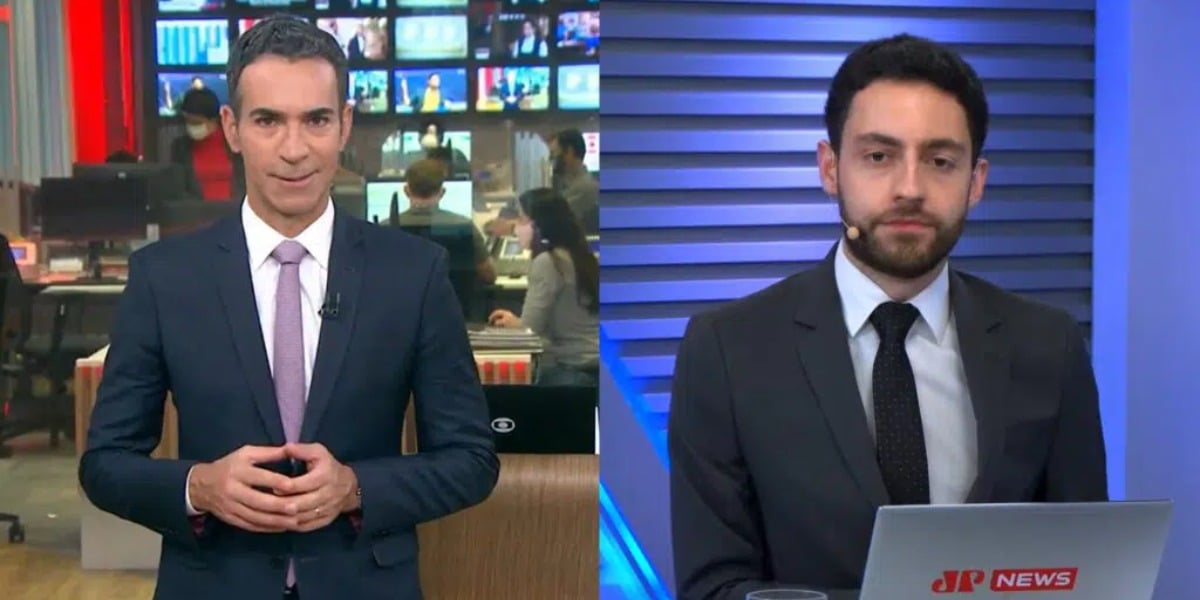 César TrallI e Vitor Brown comandam os principais telejornais da GloboNews e da JP News (foto: Reprodução/GloboNews e JP News)