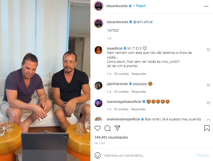 Eduardo Costa e Ralf podem se unir em novo projeto (Foto: Reprodução/Instagram)