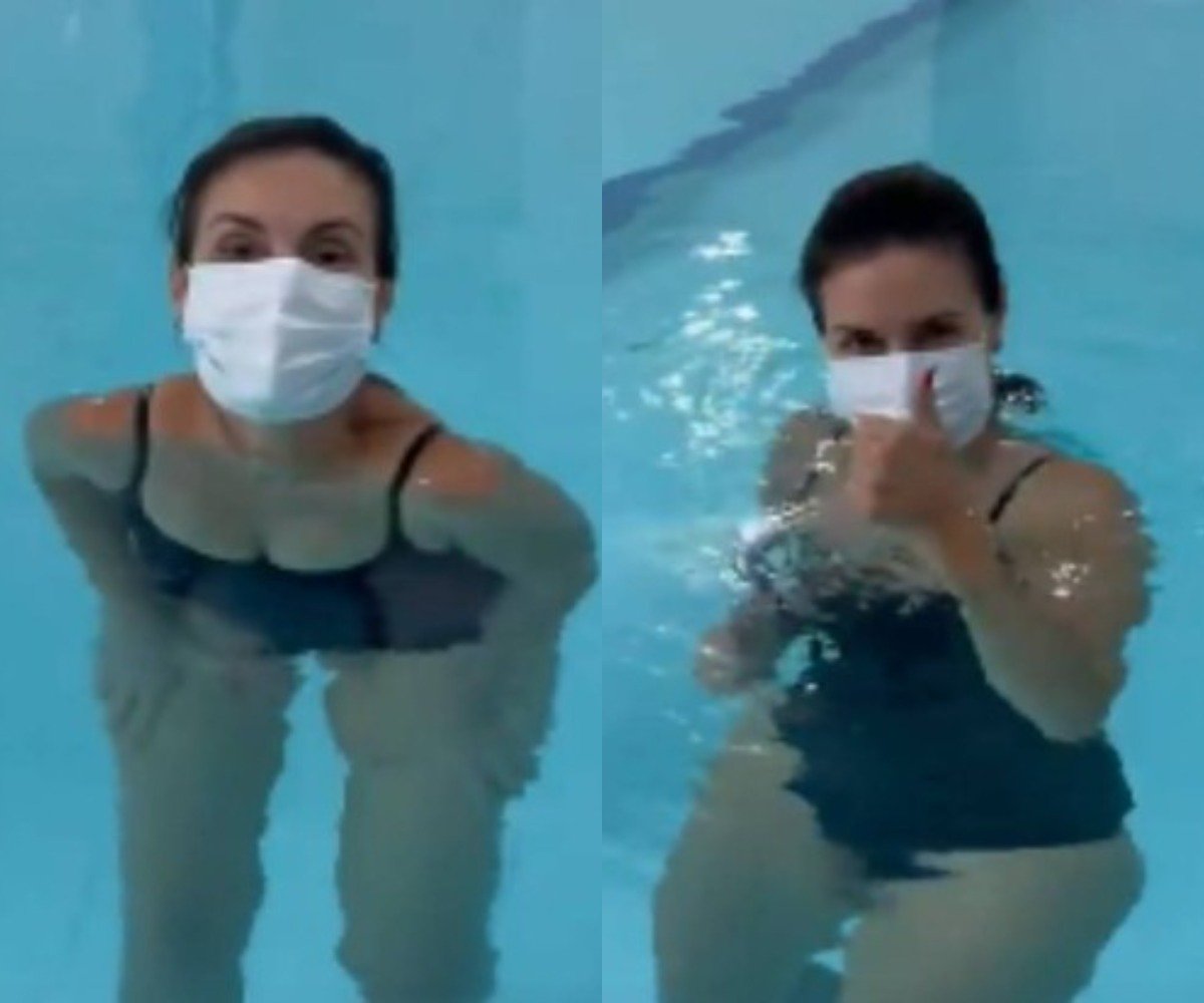 Fátima Bernardes faz fisioterapia em piscina (Foto: Reprodução/Instagram)
