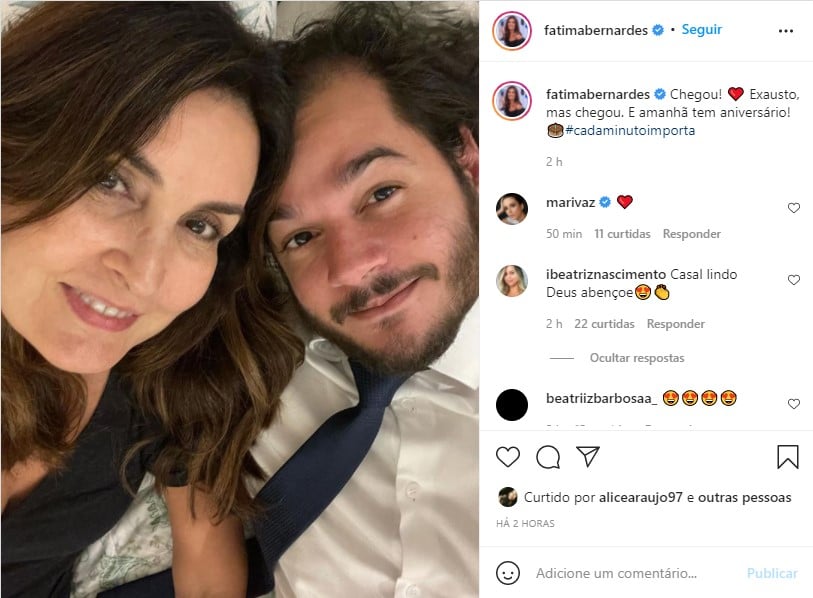 Fátima Bernardes exibe momento da intimidade com o namorado - Foto: Reprodução