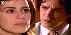 Maysa bota para quebrar com Lucas em O Clone (Foto: Reprodução/Globo/Montagem/TV Foco)