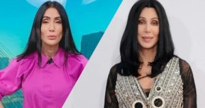 Michelle Barros tem uma semelhança incrível notada pelos fãs da cantora Cher (Foto: Montagem/ Twitter)