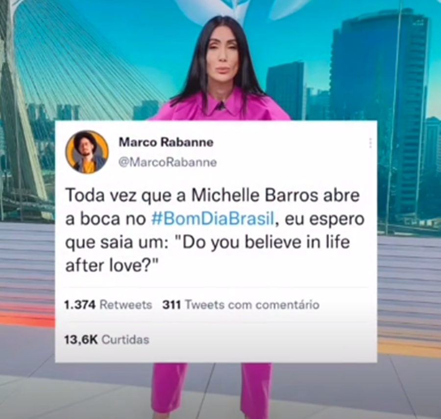 Jornalista Michelle Barros é comparada com a cantora e atriz, Cher (Foto: Reprodução/ Twitter)