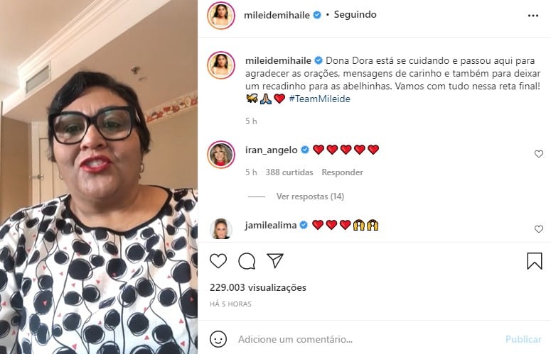 Mãe de Mileide Mihaile gravou vídeo e falou sobre seu estado de saúde (Foto: Reprodução/ Instagram)