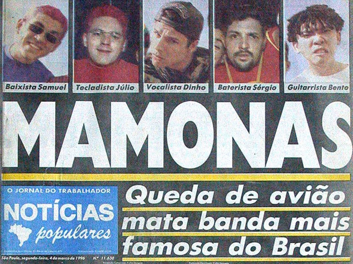 Manchete do Notícias Populares sobre a morte dos Mamonas Assassinas (Foto: Reprodução/Folha)