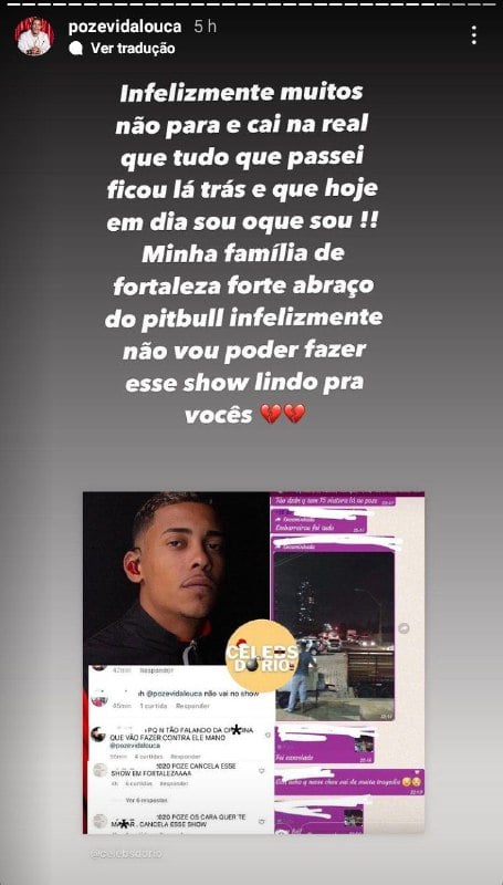 MC Poze lamentou ter show cancelado (Foto: Reprodução)