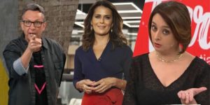 Neto, Adriana Araújo e Catia Fonseca (Montagem: TV Foco)