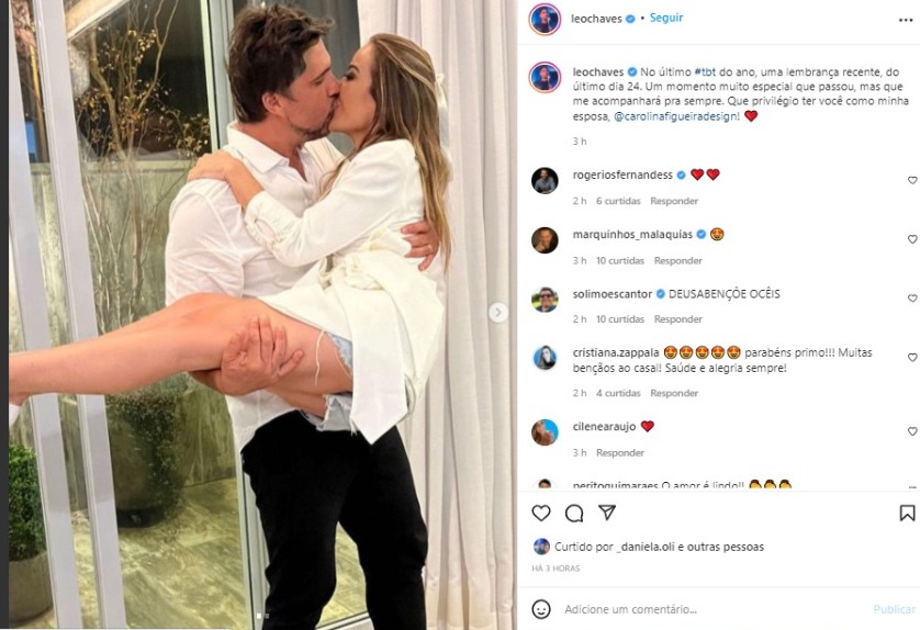 Léo Chaves se declarou para a esposa no Instagram (Foto: Reprodução) 
