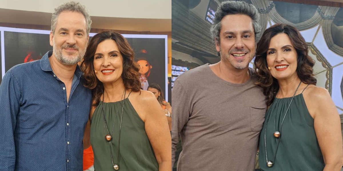 Dan Stulach e Alexandre Nero após participação no "Encontro Com Fátima Bernardes" (Foto: Reprodução/TV Globo)