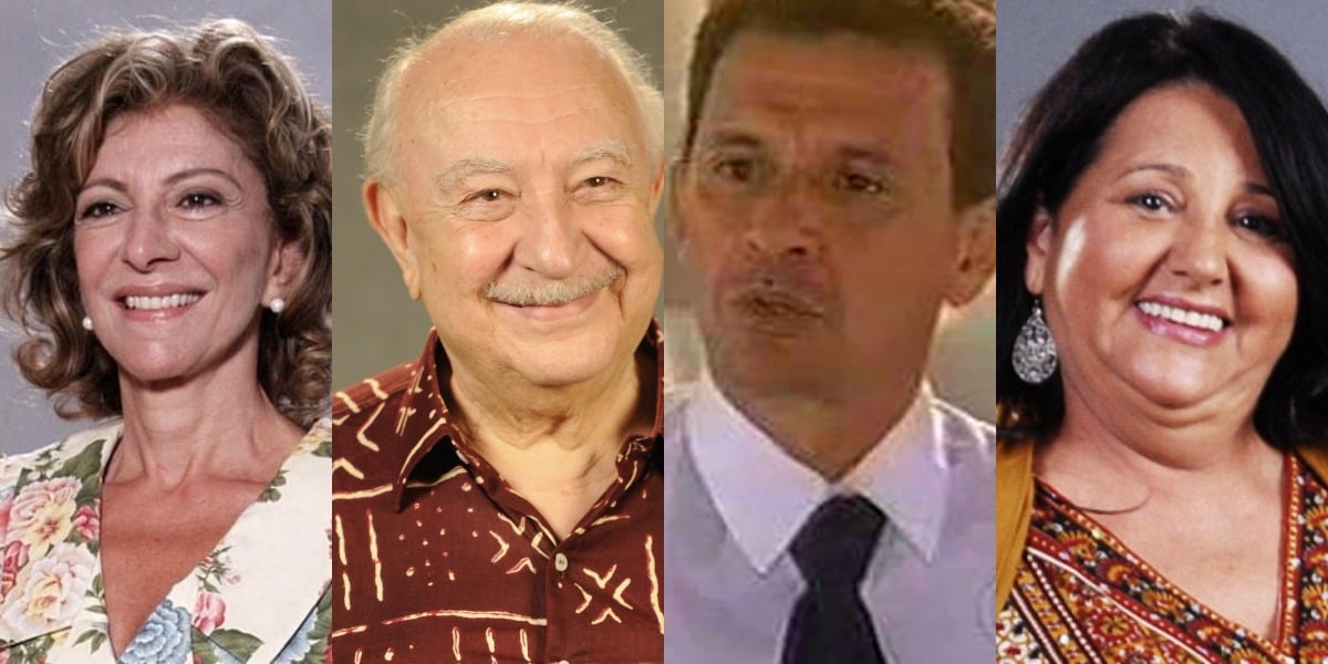 Marília Pêra, Sérgio Mamberti, Caco Baresi e Mara Manzan estiveram em "Da Cor do Pecado" (Foto: Reprodução/TV Globo/Divulgação)