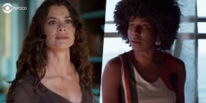 Bárbara enfrenta Janine e escuta o que não quer na novela Um Lugar ao Sol (Foto: Reprodução/Globo/Montagem/Thais Teles)