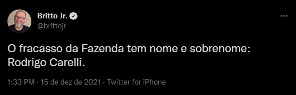 Britto Jr. manda recado na lata para Rodrigo Carelli - Foto: Reprodução