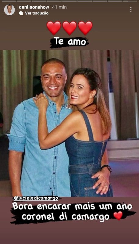 Denílson se declarou para sua esposa (Foto: Reprodução)