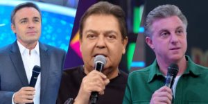 Gugu, Faustão e Luciano Huck (Montagem: TV Foco)