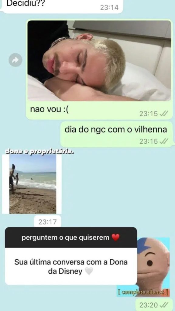 João Guilherme expõe print com Larissa Manoela (Foto: Reprodução/ Instagram)