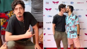 Johnny Massaro fez a primeira aparição pública ao lado do namorado, o advogado João Pedro Accioly (Foto: Montagem)