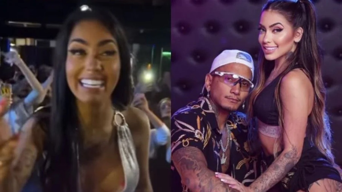 Reação do público em show, faz MC Mirella rir muito da situação de Dynho Alves (Foto: Reprodução/ Montagem)