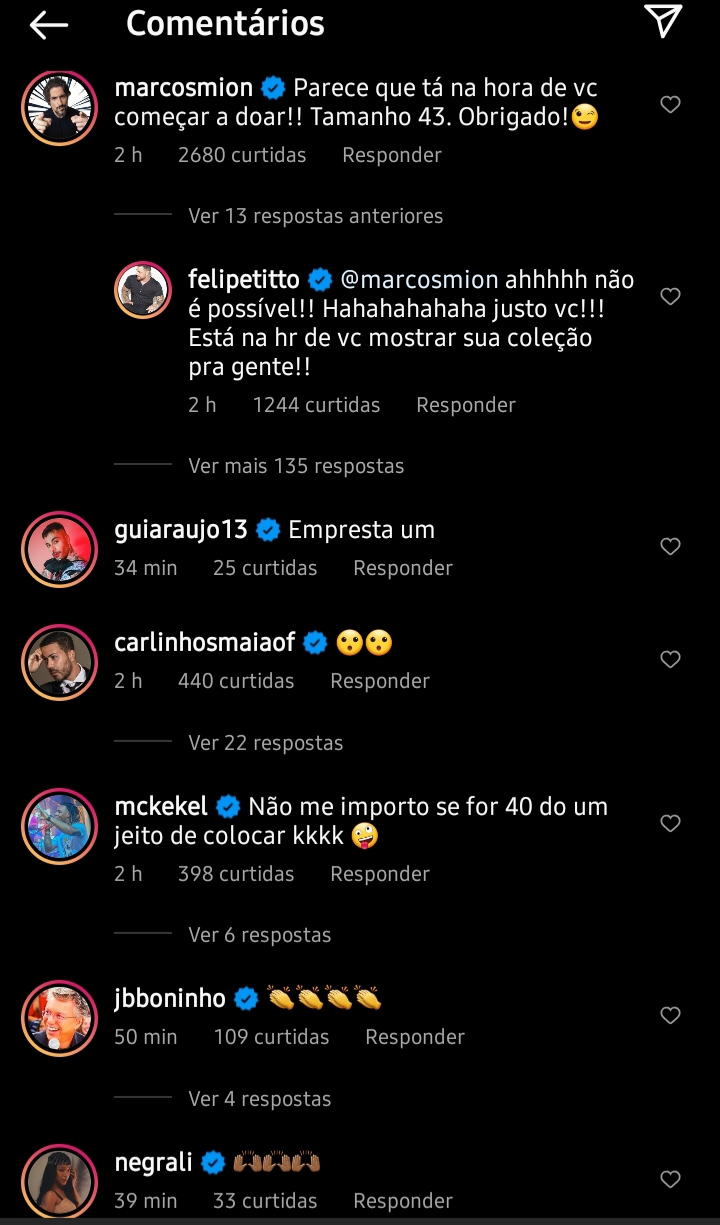 Comentários da publicação (Foto: Reprodução)