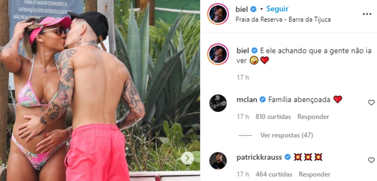 Biel e Tays Reis em praia do RJ (Reprodução/ Instagram)