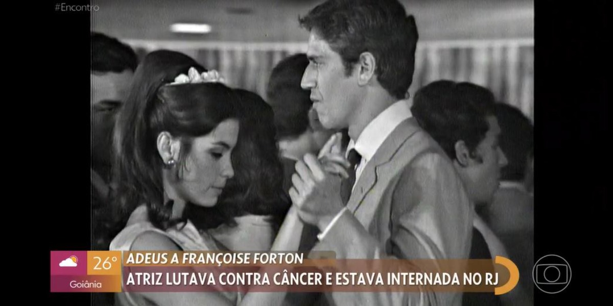 Françoise Forton em cena de uma novela com Nuno Leal Maia (Foto: Reprodução/TV Globo)