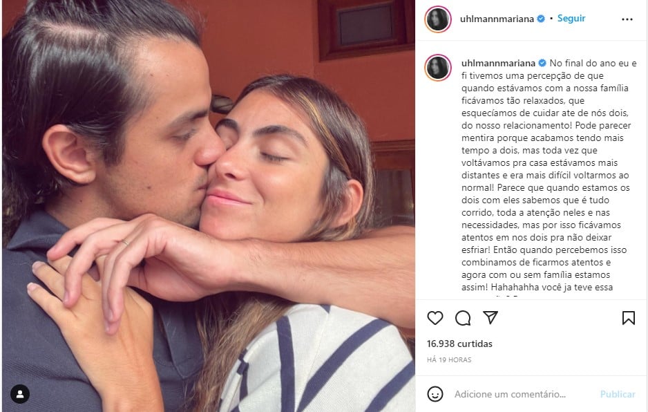 Mariana Uhlmann desabafa sobre 'tempo a dois' com Felipe Simas - Foto: Reprodução