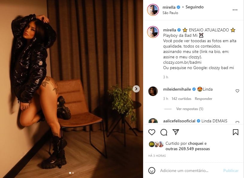 MC MIrella sensualiza e arranca parte de baixo em foto - Foto: Reprodução