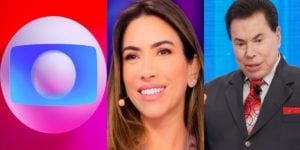 Patrícia Abravanel apareceu assistindo programa da Globo (Foto: Montagem)