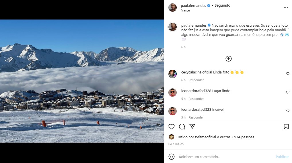 Paula Fernandes compartilhou um registro de sua viagem (Foto: Reprodução/ Instagram)
