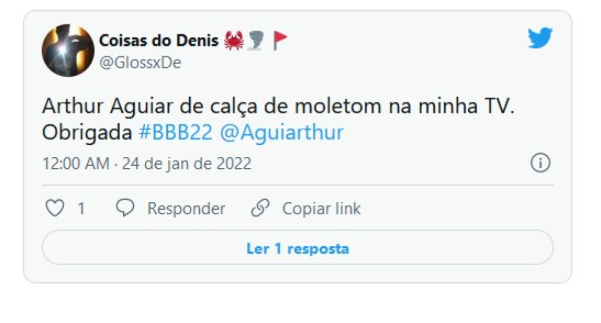 Internautas foram a loucura com o 'volume' de Arthur (Foto: Reprodução / Twitter)