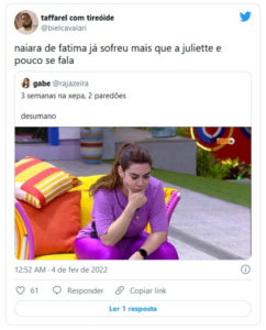 Público ficou com dó de Naiara (Foto: Reprodução / Twitter)