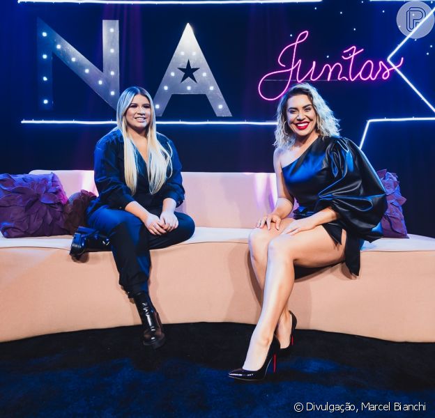 Naiara Azevedo, nas gravações do clipe com Marília Mendonça (reprodução)