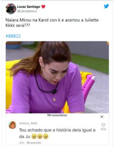 Fãs do BBB22 estão apoiando Naiara Azevedo (Foto: Reprodução / Twitter)