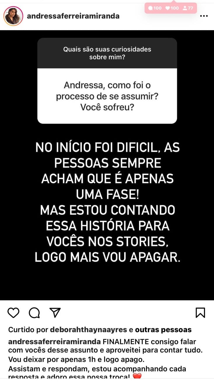 Publicação de Andressa Ferreira (Foto: Reprodução/Instagram)