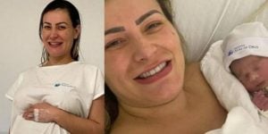 Andressa Urach dá à luz após internação (Foto: Reprodução)