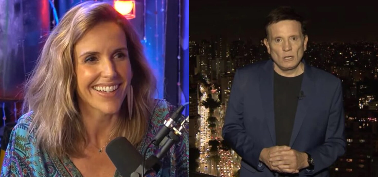 Mariana Ferrão e Roberto Cabrini